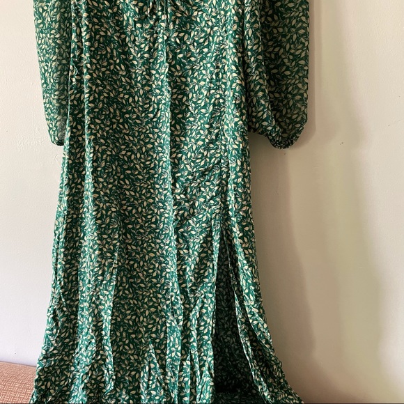 Zara NWT green puff sleeve maxi dress with slit and sweetheart neckline - Picture 5 of 6